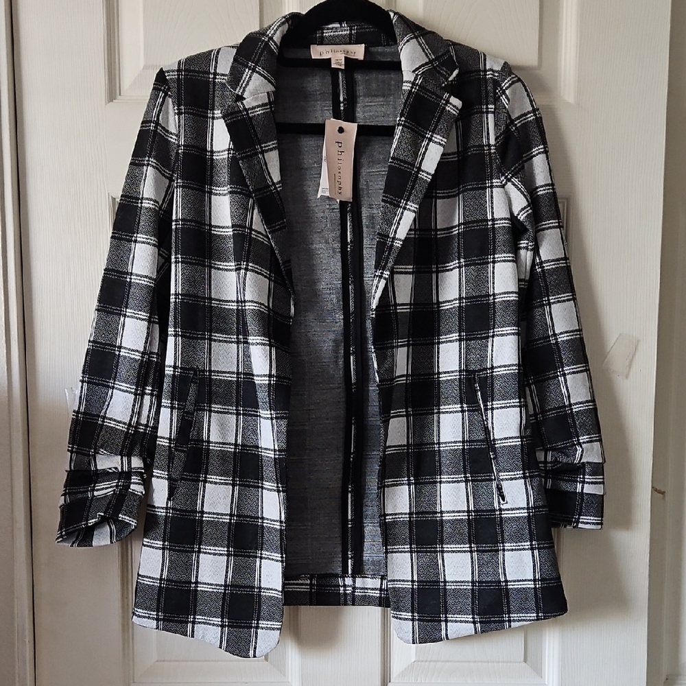 Philosophy Plaid Blazee,Black/White,NWT XS & M